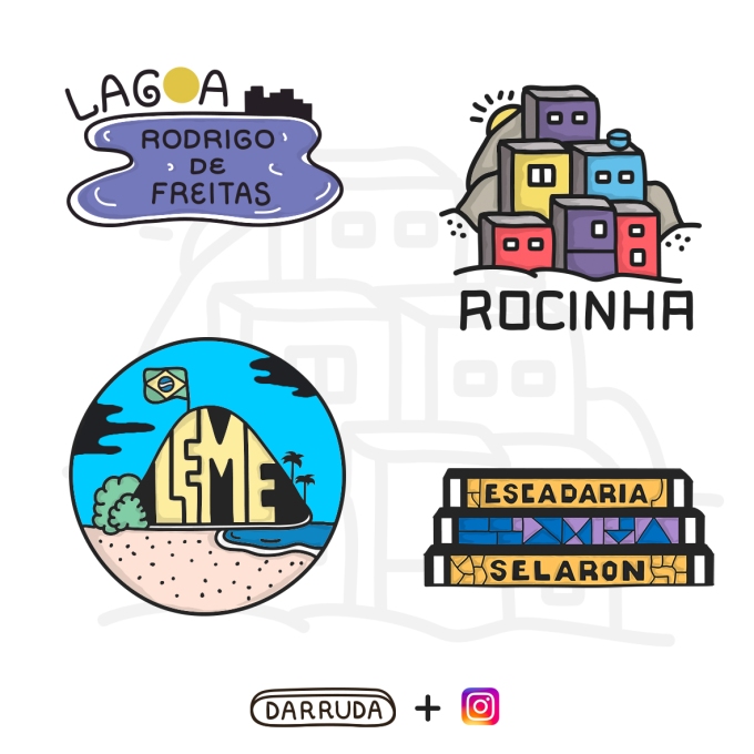 colorful drawings representing the locations of the city
